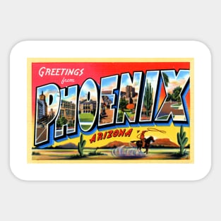 Greetings from Phoenix Arizona, Vintage Large Letter Postcard Sticker
